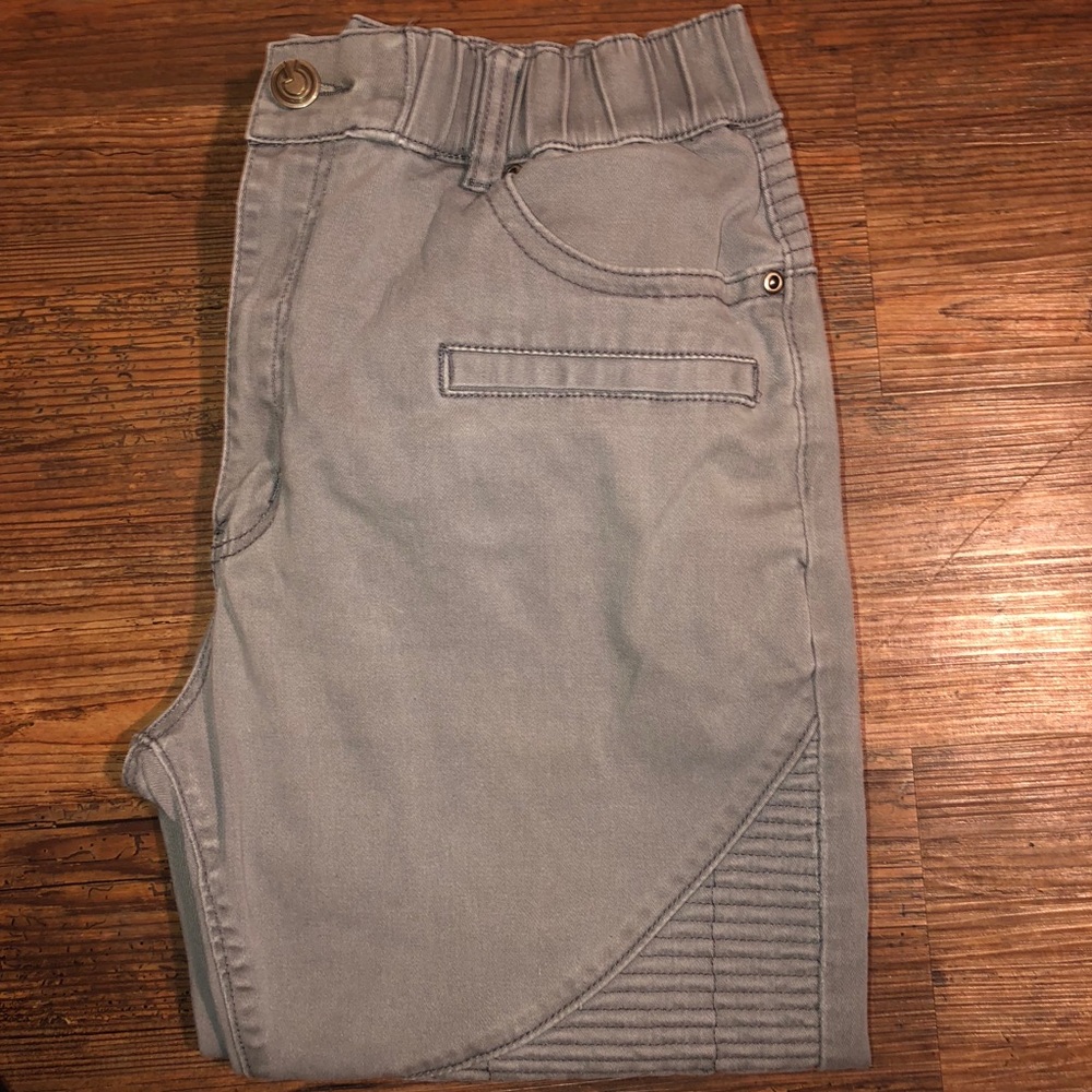 M. Society moto-men’s denim grey joggers pants.
